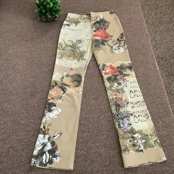 Roberto Cavalli Floral and letters Vintage Straight pants made in Italy - Picture 3 of 16
